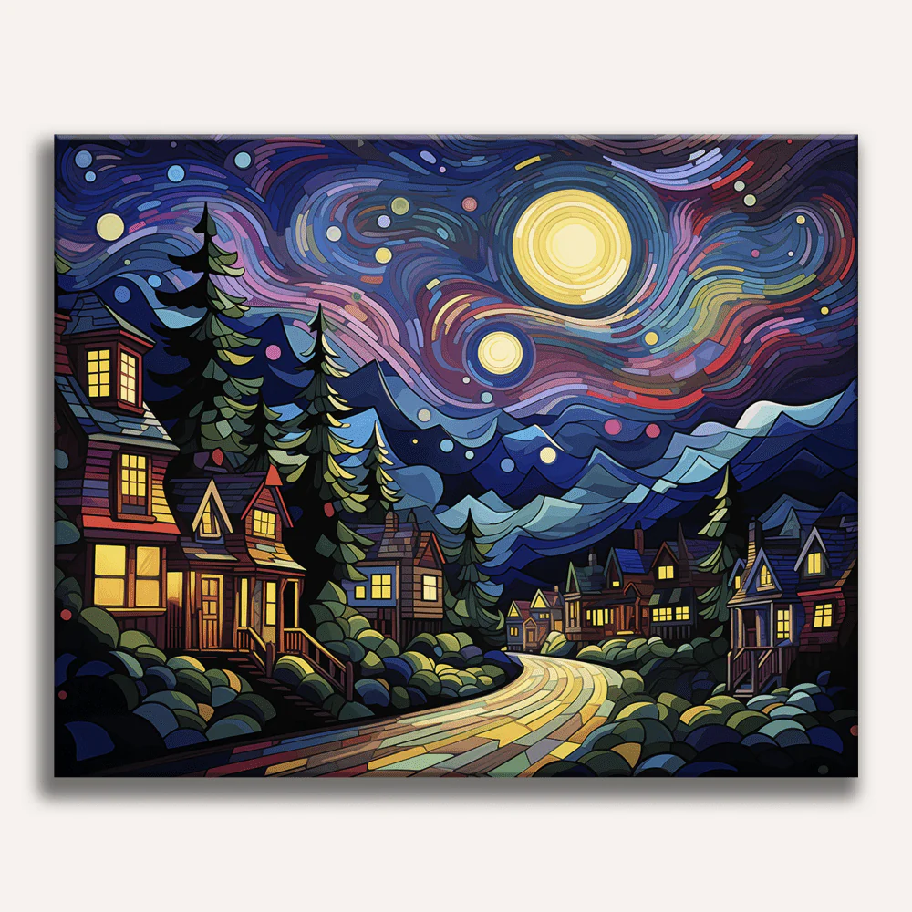Glowing Night Road
