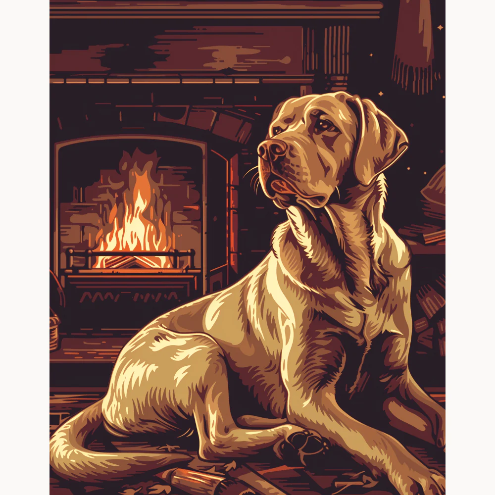 Labrador Retriever by the Fireplace - Image 2