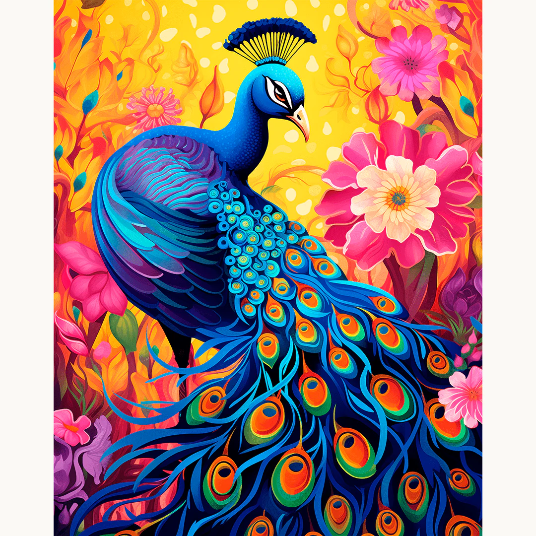 Peacock's Floral Glory - Image 2