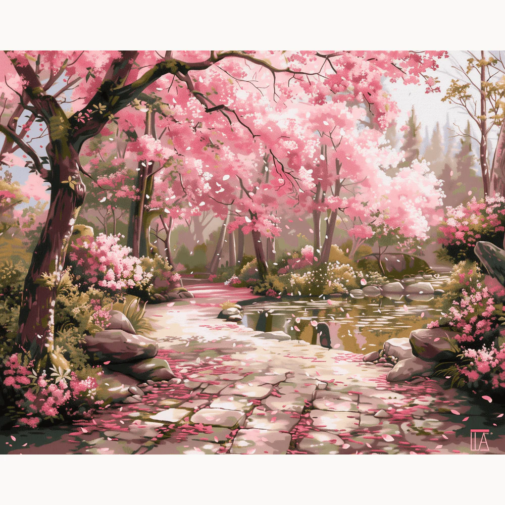 Serene Sakura Stone Path - Image 2